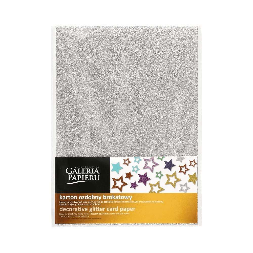 SILVER GLITTER DECORATIVE CARDBOARD A4 210G ARGO PAPER GALLERY